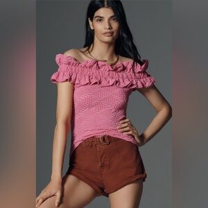 ✨ Anthropologie Off-The-Shoulder Ruffle Top Sz M